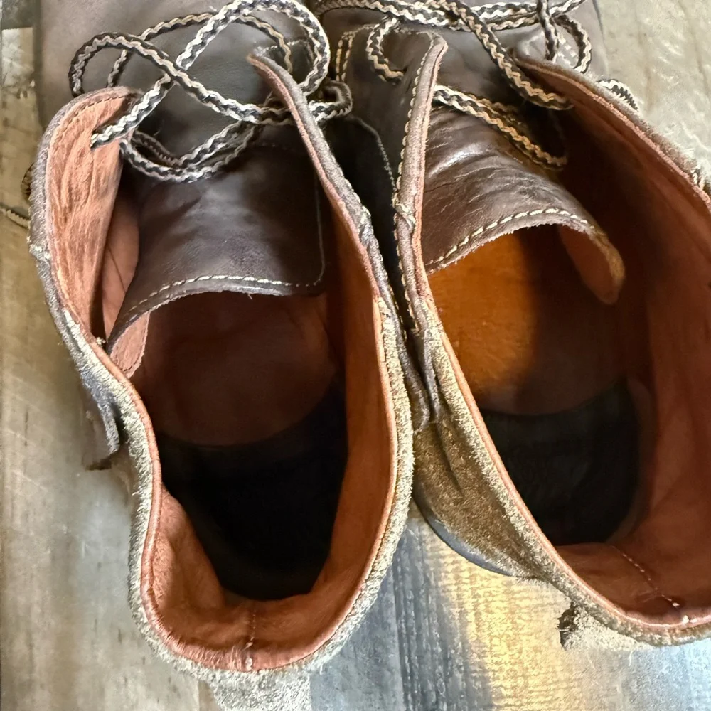 Johnston & Murphy Brown Leather Chukka Boots 8.5‎ Made Italy Lace Up Distressed